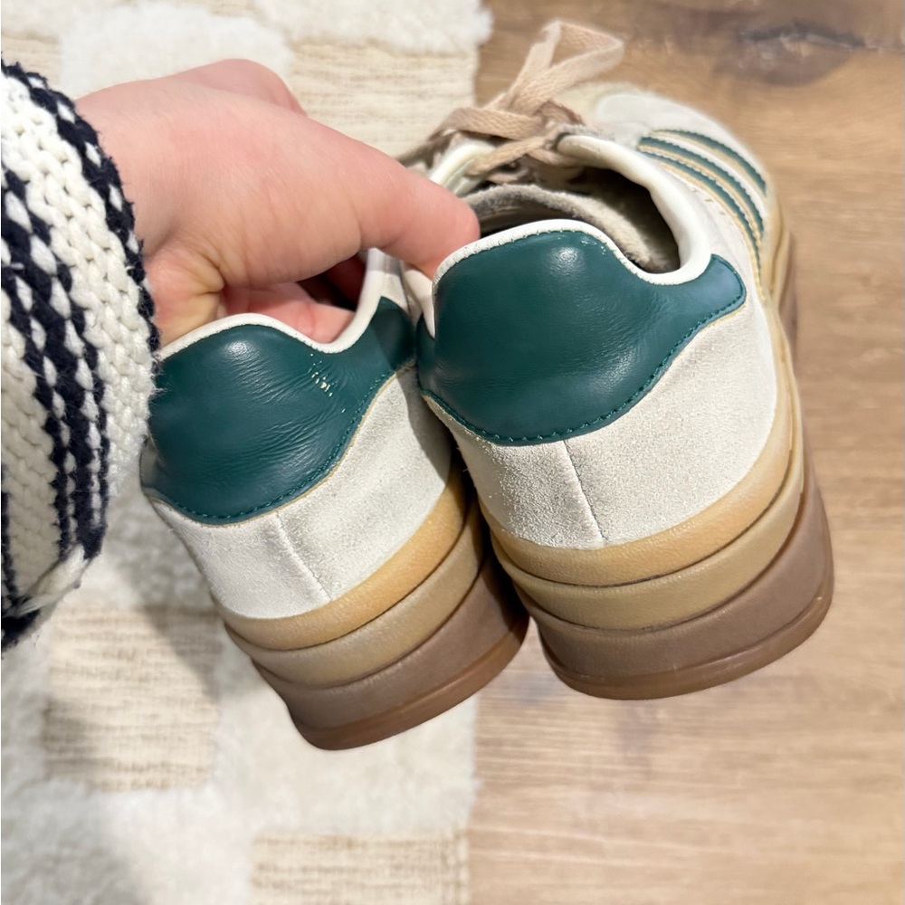 adidas Gazelle Platform Sneakers - Cream, Green, Tan - Picture 6 of 7